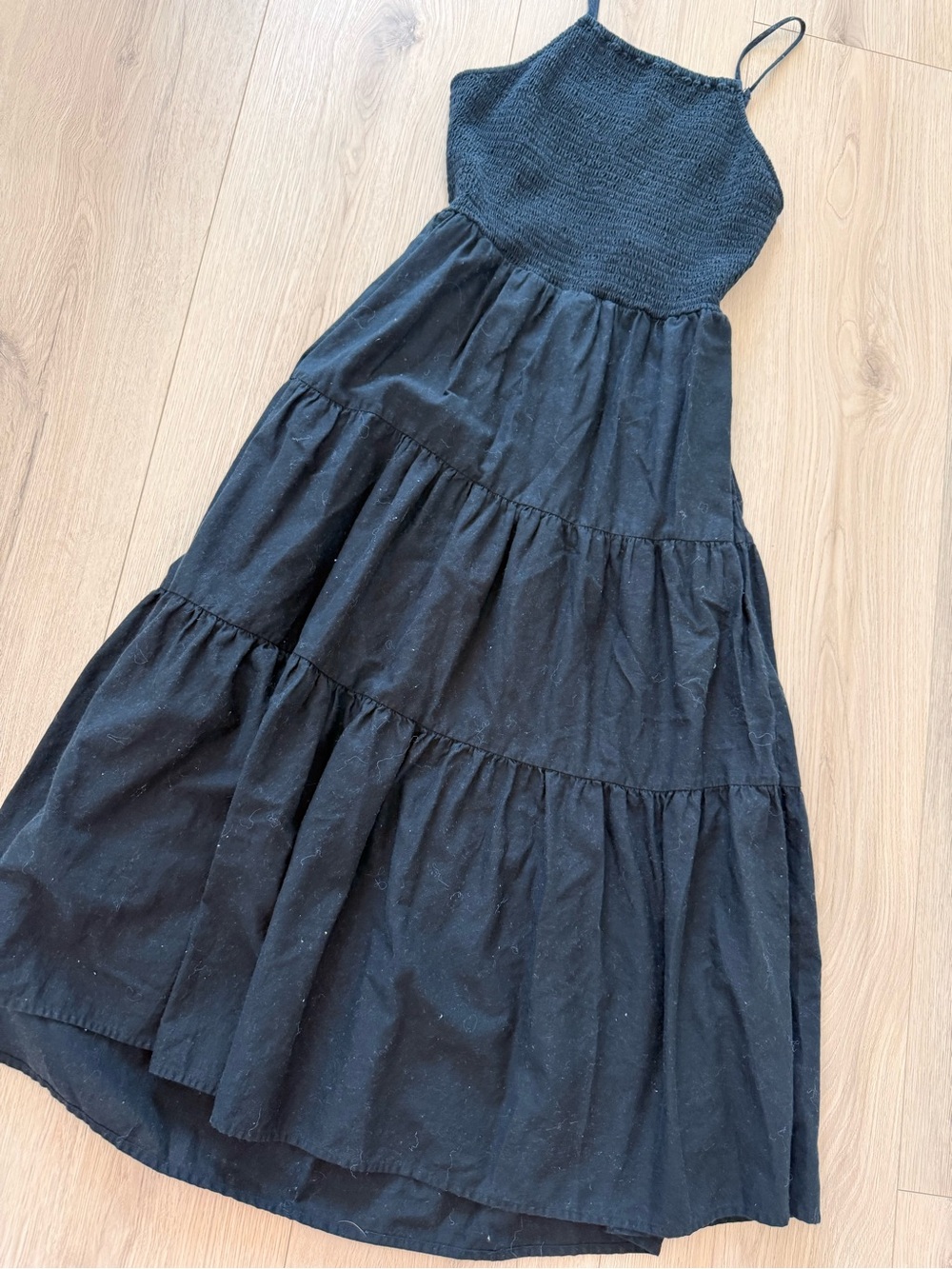 a new day Black Tiered Maxi Dress with Smocked Bodice women’s summer - Picture 2 of 6